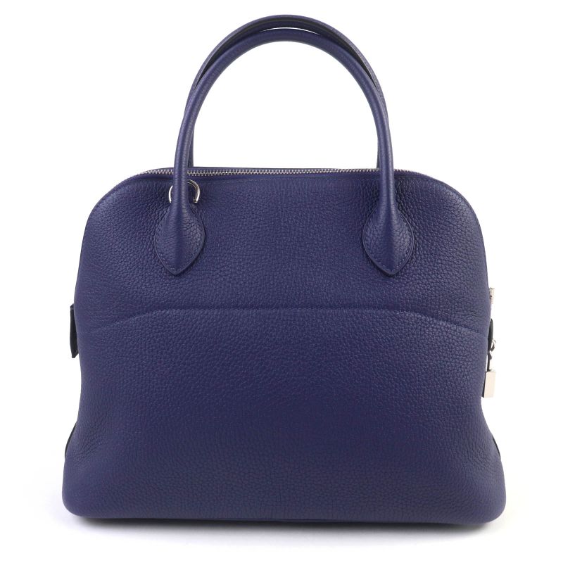 Hermes Bolide 31 Taurillon Clemence Blue Saphir Silver Hardware Handbag