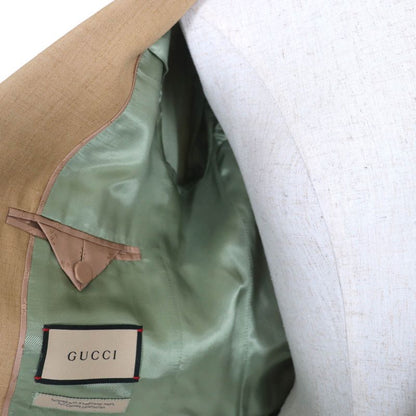 Gucci 691278 Zafhj Linen Blend Tailored Jacket Light Brown 36 With Hanger Made