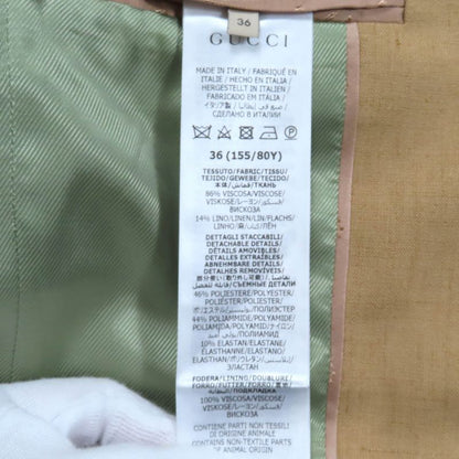 Gucci 691278 Zafhj Linen Blend Tailored Jacket Light Brown 36 With Hanger Made