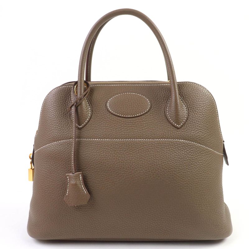 Hermes Bolide 31 Taurillon Clemence Etoupe Gold Hardware Handbag Engraved U