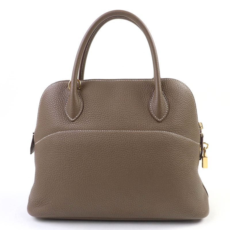 Hermes Bolide 31 Taurillon Clemence Etoupe Gold Hardware Handbag Engraved U