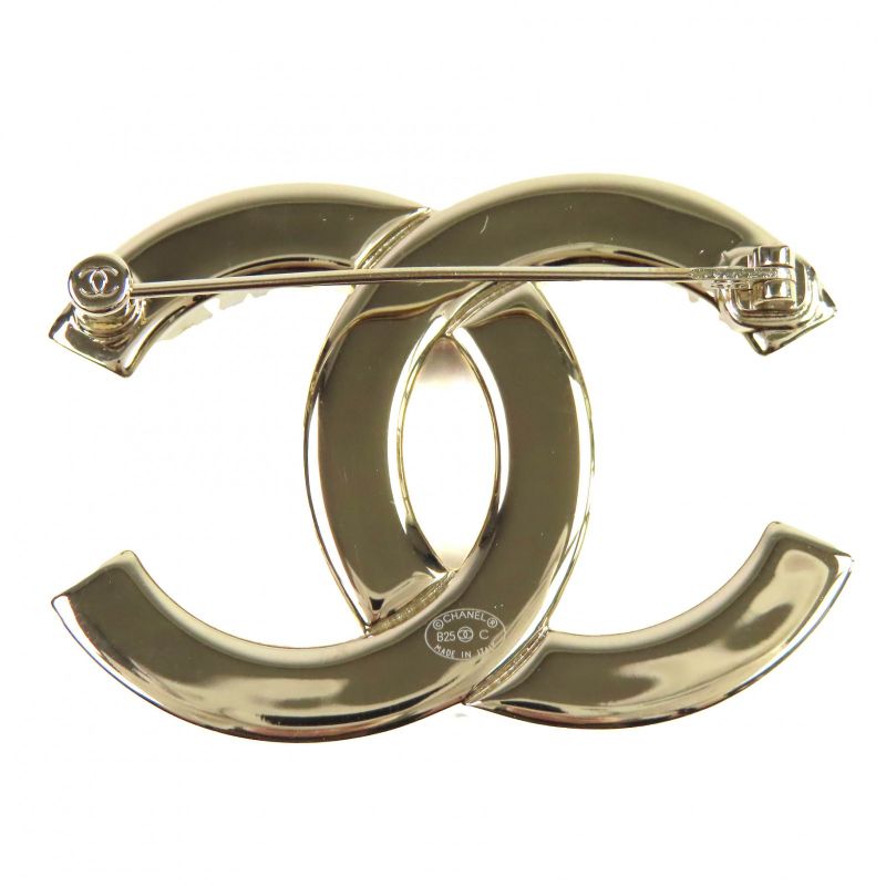 CHANEL Abe829 B25C Coco Mark CC Logo Bijoux Brooch Gold Black With Box And