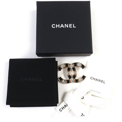 CHANEL Abe829 B25C Coco Mark CC Logo Bijoux Brooch Gold Black With Box And