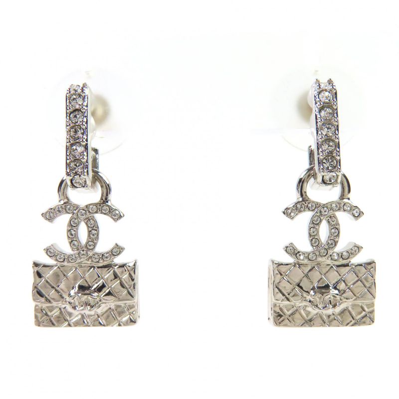 CHANEL Abb537 A23N Coco Mark Matelasse Bag Rhinestone Earrings For Both Ears