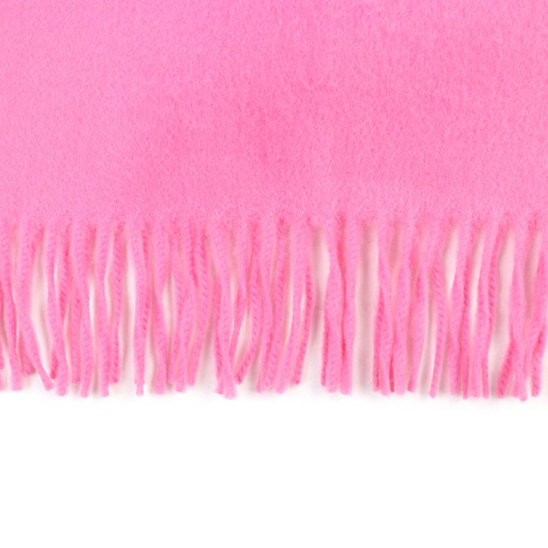 Hermes 100% Cashmere ROSE Logo Embroidered Fringed Scarf With Logo Embroidery