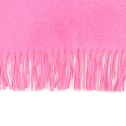 Hermes 100% Cashmere ROSE Logo Embroidered Fringed Scarf With Logo Embroidery