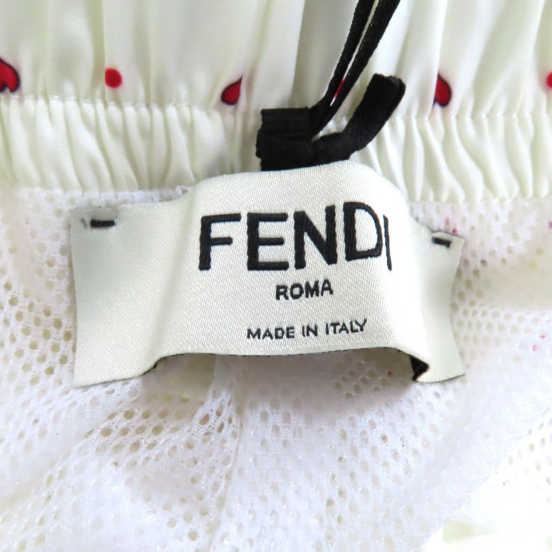 Fendi 2021 Fab259 Logo Heart Total Pattern Swim Pants Shorts Ivory Red S Made