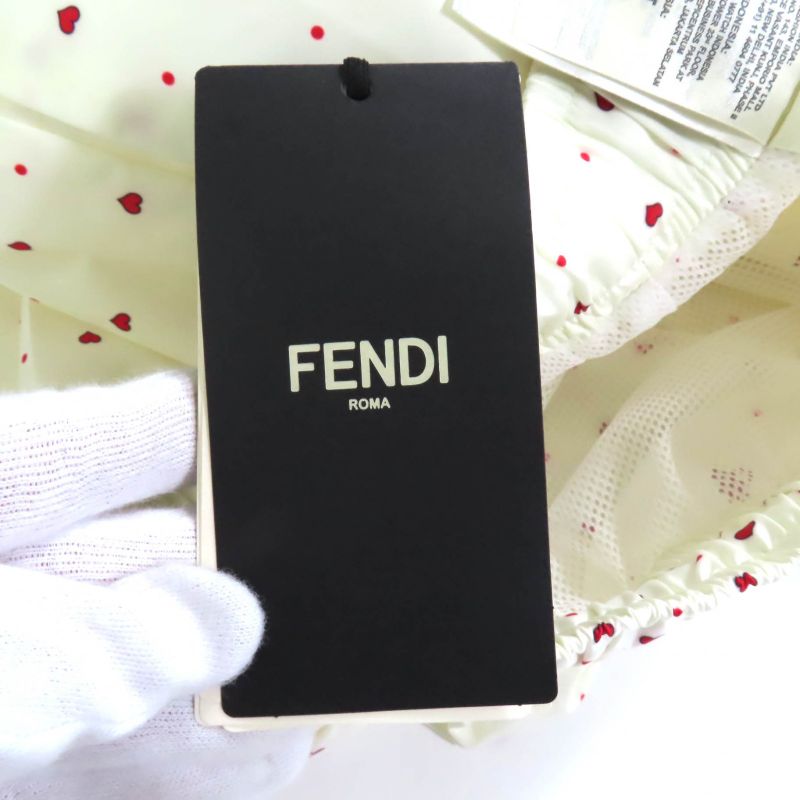 Fendi 2021 Fab259 Logo Heart Total Pattern Swim Pants Shorts Ivory Red S Made