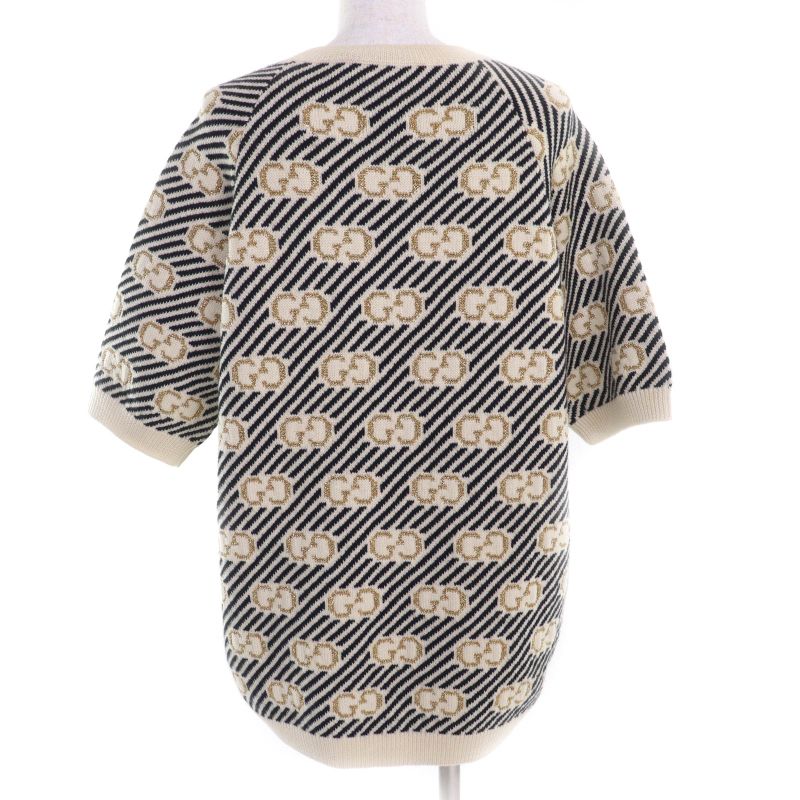 Gucci 574208 Oversized GG Stripe Jacquard Short Sleeve Knit Multi XXS Made In