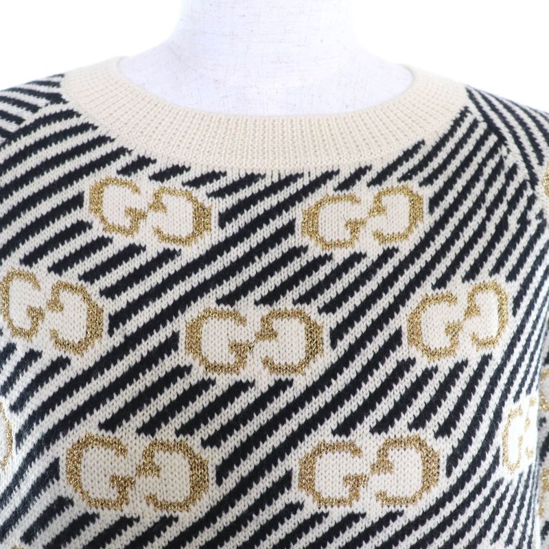 Gucci 574208 Oversized GG Stripe Jacquard Short Sleeve Knit Multi XXS Made In