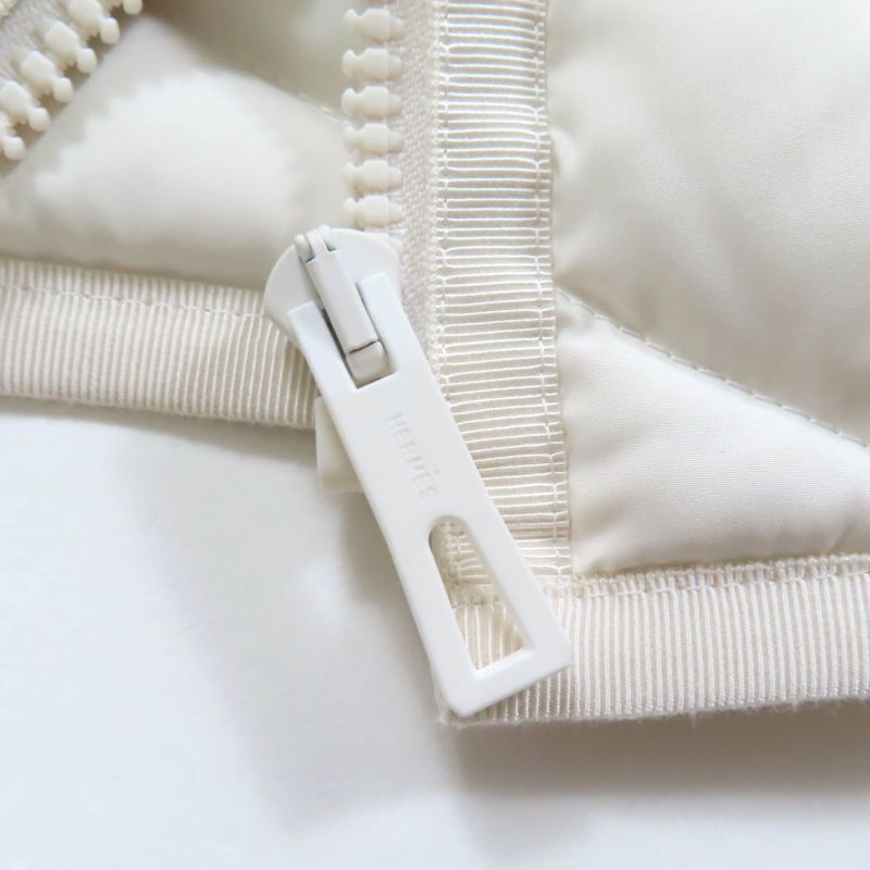 Hermes 24AW 4h0169dr Pocketable Serie Rubber Patched Zip Up Down Vest Blanc 34