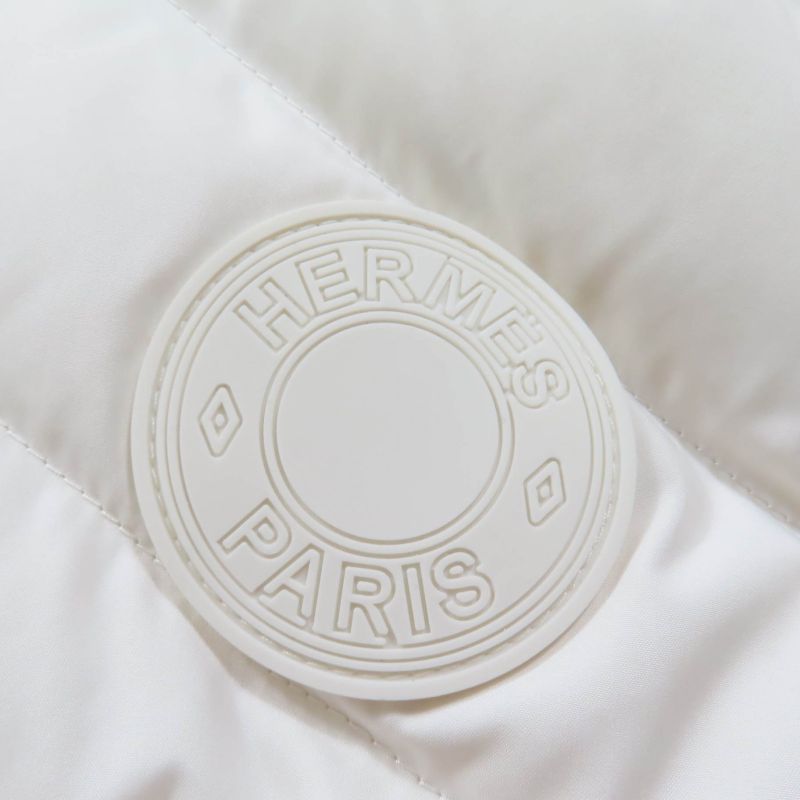 Hermes 24AW 4h0169dr Pocketable Serie Rubber Patched Zip Up Down Vest Blanc 34