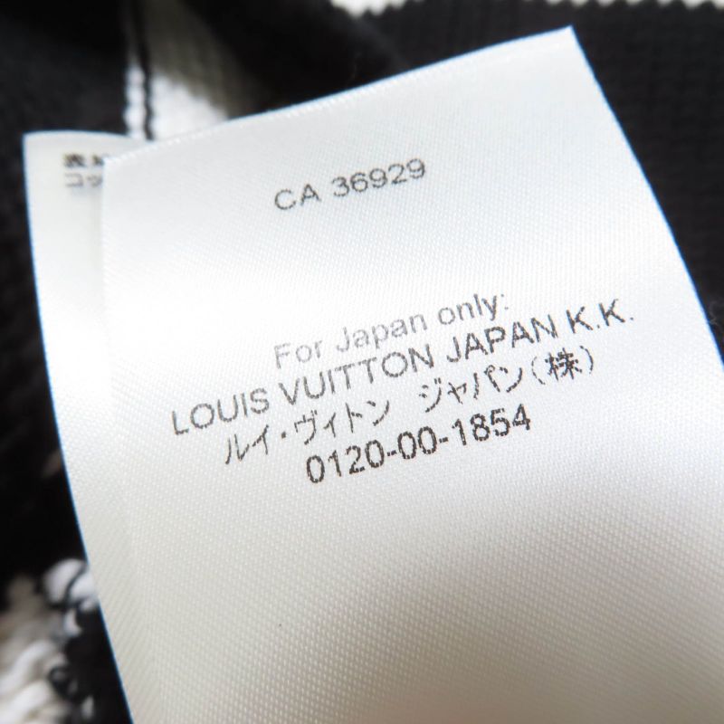 Louis Vuitton 22AW 100% Cotton LV Logo Patch Striped Knit Dress Black White XS