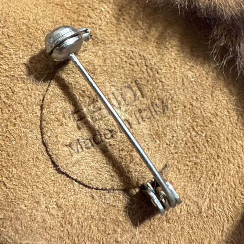 Fendi Fur Corsage Brooch Brown Ladies Used