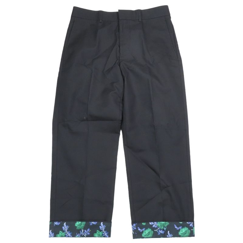 22ss Dior Hem Floral Design Slacks Tapered Pants Rose Hem Floral Design Cotton