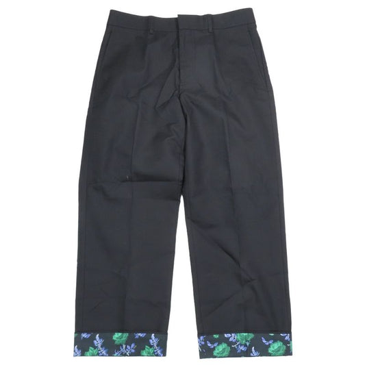 22ss Dior Hem Floral Design Slacks Tapered Pants Rose Hem Floral Design Cotton