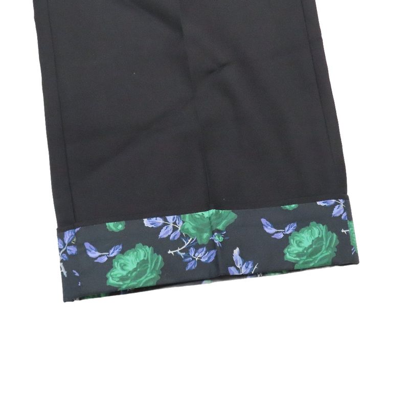 22ss Dior Hem Floral Design Slacks Tapered Pants Rose Hem Floral Design Cotton