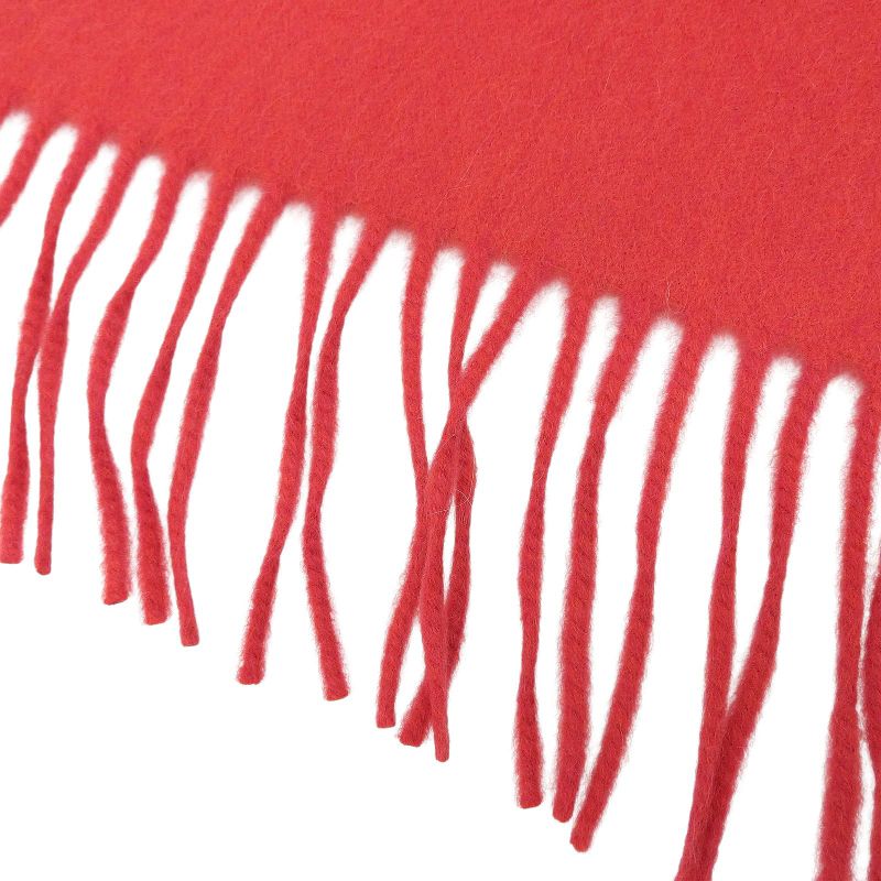 Hermes 100% Cashmere Logo Embroidery Fringed Scarf Shawl Red Made In Italy