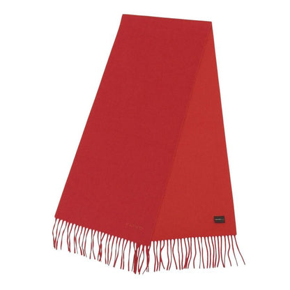 Hermes 100% Cashmere Logo Embroidery Fringed Scarf Shawl Red Made In Italy