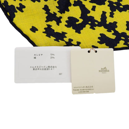 Hermes Rosange GM Cashmere Silk Blend Scarf Yellow Navy With Box Made In