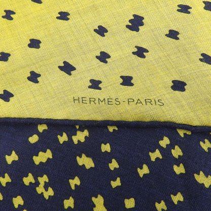 Hermes Rosange GM Cashmere Silk Blend Scarf Yellow Navy With Box Made In