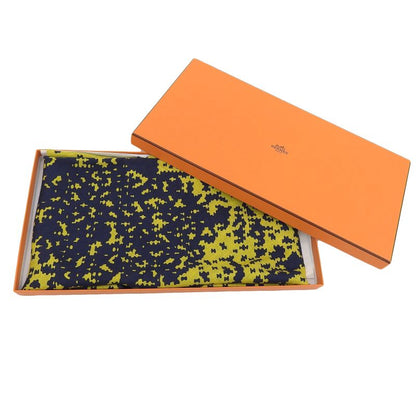 Hermes Rosange GM Cashmere Silk Blend Scarf Yellow Navy With Box Made In