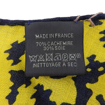 Hermes Rosange GM Cashmere Silk Blend Scarf Yellow Navy With Box Made In