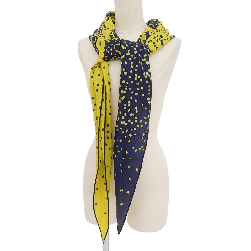 Hermes Rosange GM Cashmere Silk Blend Scarf Yellow Navy With Box Made In