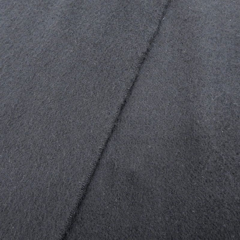 Hermes Cashmere Logo Embroidery Fringed Scarf Black Made In Scotland Men's