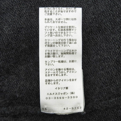 Hermes 24 Years 100% Cashmere V-neck Spider Cardigan Charcoal Gray S Made In