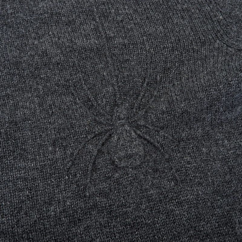 Hermes 24 Years 100% Cashmere V-neck Spider Cardigan Charcoal Gray S Made In