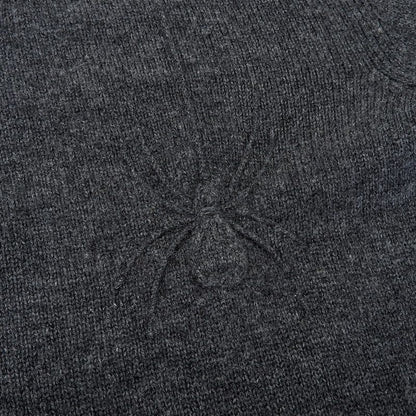 Hermes 24 Years 100% Cashmere V-neck Spider Cardigan Charcoal Gray S Made In
