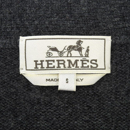 Hermes 24 Years 100% Cashmere V-neck Spider Cardigan Charcoal Gray S Made In