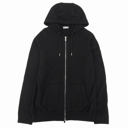 DIOR Homme 113m200at223 100% Cashmere CD Embroidery Knit Hoodie Black XXL Made