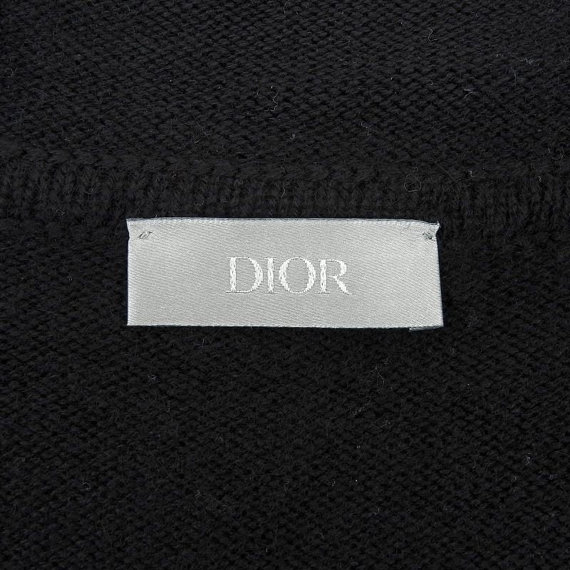 DIOR Homme 113m200at223 100% Cashmere CD Embroidery Knit Hoodie Black XXL Made