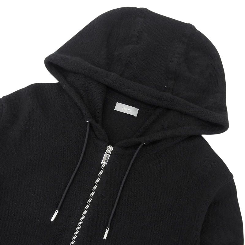 DIOR Homme 113m200at223 100% Cashmere CD Embroidery Knit Hoodie Black XXL Made