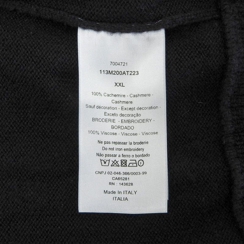 DIOR Homme 113m200at223 100% Cashmere CD Embroidery Knit Hoodie Black XXL Made