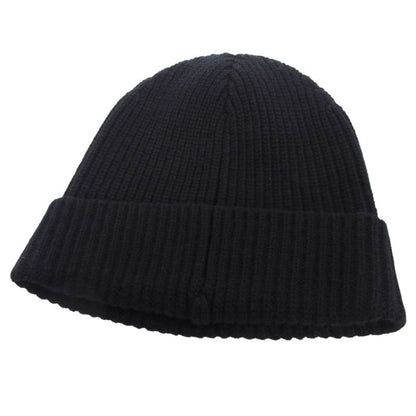 Celine 2a25r535q 100% Wool Felt Logo Hat Knit Cap Black TU Made In Italy