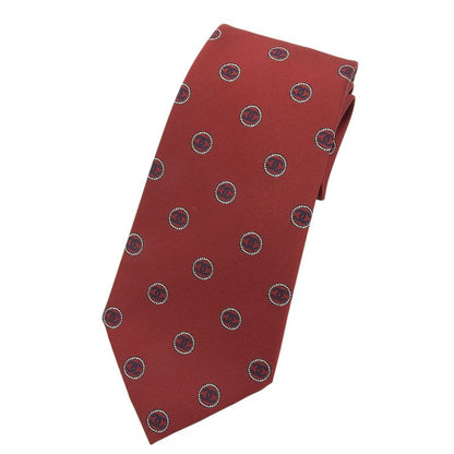 CHANEL 100% Silk Coco Logo Design All Over Tie Red With Box Men's