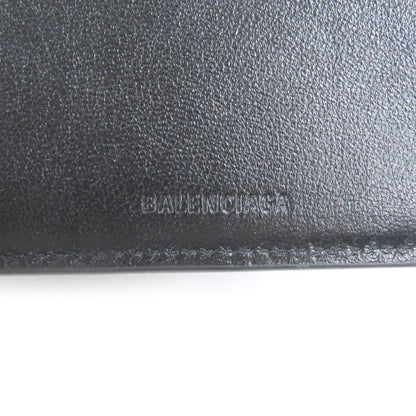 Balenciaga 594549 Logo Leather Bifold Compact Wallet Black With Box And Storage
