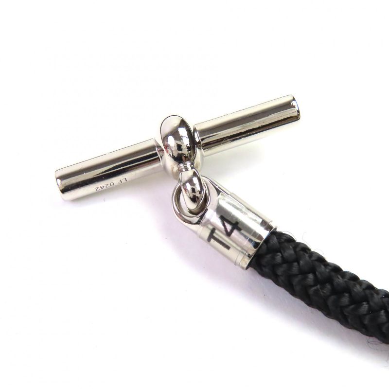 Hermes Grenand Dubretour Silver Hardware Bracelet Accessory Black With Box And