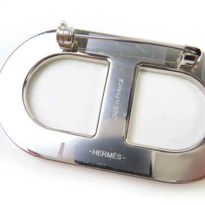 Hermes Chaine D'ancre Brooch Leather Silver Hardware Brooch Blue With Box Made