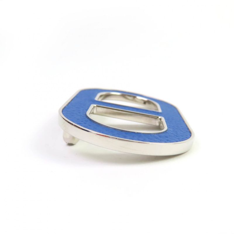Hermes Chaine D'ancre Brooch Leather Silver Hardware Brooch Blue With Box Made