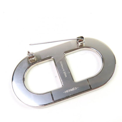 Hermes Chaine D'ancre Brooch Leather Silver Hardware Brooch Blue With Box Made