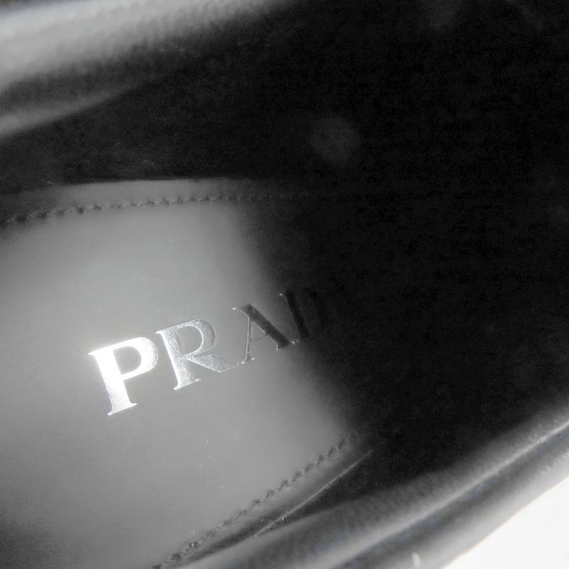 Prada 1e976m Triangle Logo Chunky Heel Leather Loafers Black 36 With Box And