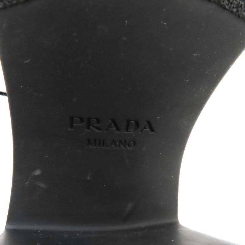 Prada 1e976m Triangle Logo Chunky Heel Leather Loafers Black 36 With Box And