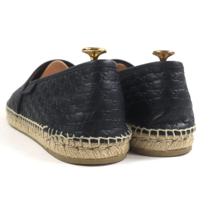 Gucci 567112 Espadrilles Micro GG Shimmer Leather Shoes Slip-on Black 8.5 With