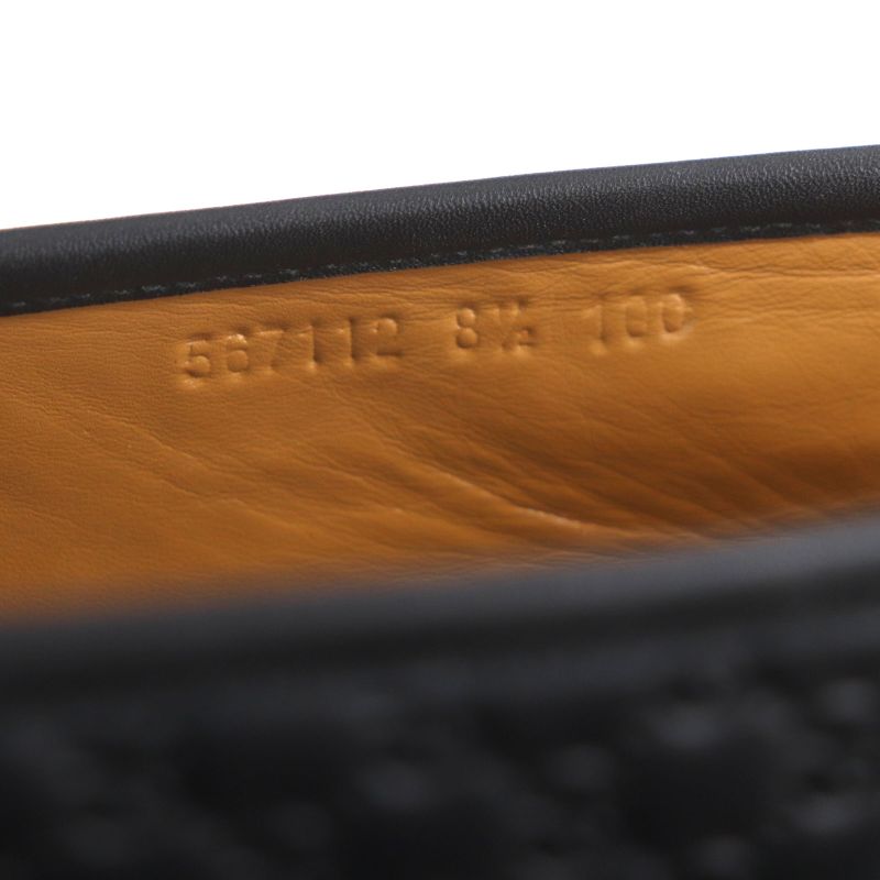 Gucci 567112 Espadrilles Micro GG Shimmer Leather Shoes Slip-on Black 8.5 With