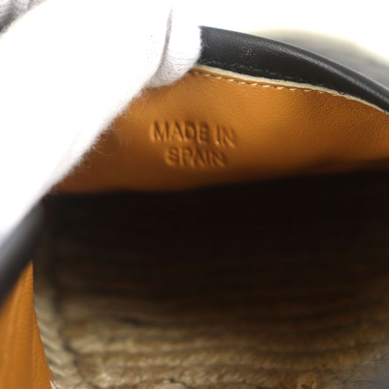 Gucci 567112 Espadrilles Micro GG Shimmer Leather Shoes Slip-on Black 8.5 With