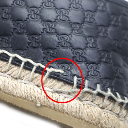 Gucci 567112 Espadrilles Micro GG Shimmer Leather Shoes Slip-on Black 8.5 With
